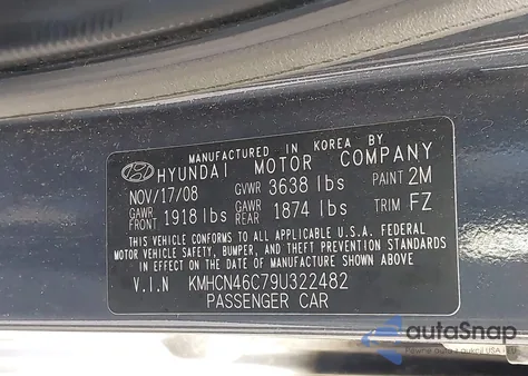 2009 Hyundai Accent Gls из США, поврежденный, VIN KMHCN46C79U322482